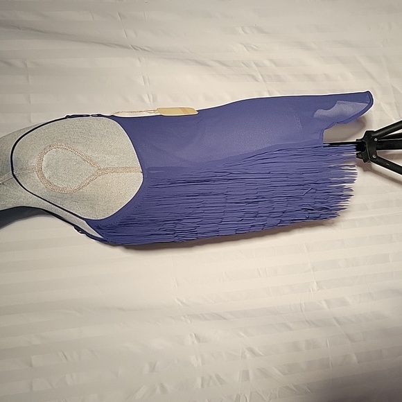 Lost April Woman's Blue Flapper Fringe Spaghetti Strap Top, Size: S, NWT - Picture 4 of 9